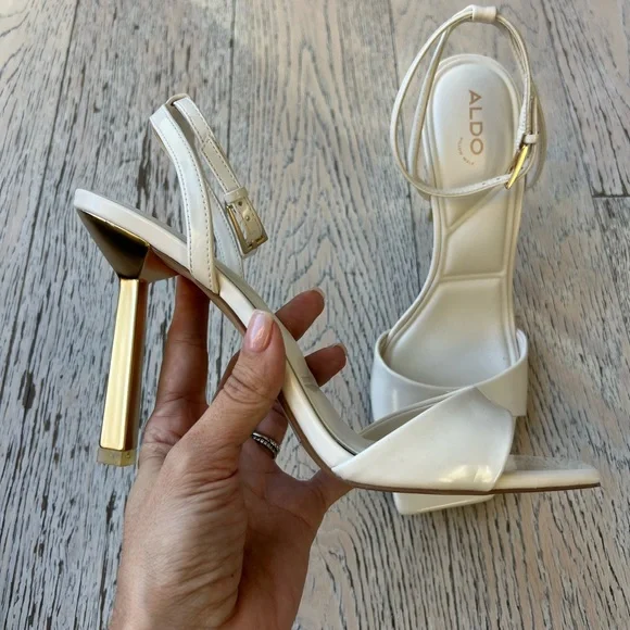 Aldo Cream Illustrious Sandal with Gold Heel size 8 - Picture 5 of 12
